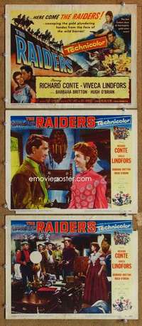 q762 RAIDERS 3 movie lobby cards '52 Richard Conte, Lindfors