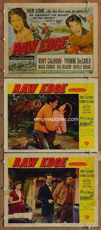 q767 RAW EDGE 3 movie lobby cards '56 Rory Calhoun, Yvonne De Carlo