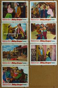 q438 RIDING SHOTGUN 7 movie lobby cards '54 Randolph Scott, Morris