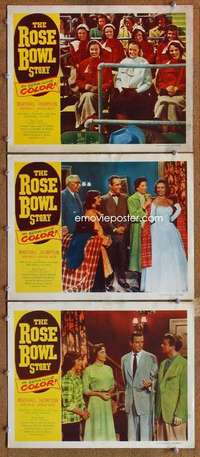 q776 ROSE BOWL STORY 3 movie lobby cards '52 Vera Miles, football!