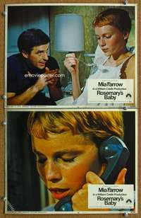 q957 ROSEMARY'S BABY 2 movie lobby cards '68 Polanski, Mia Farrow