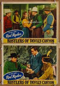 q958 RUSTLERS OF DEVIL'S CANYON 2 movie lobby cards '47 Red Ryder!