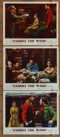 q779 SADDLE THE WIND 3 movie lobby cards '57 John Cassavetes, Taylor