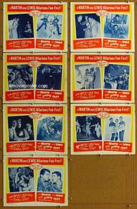 q439 SCARED STIFF /JUMPING JACKS 7 movie lobby cards '58 Martin & Lewis