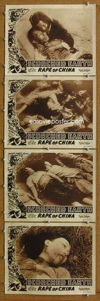 q626 SCORCHED EARTH 4 movie lobby cards R40s wild WWII images!