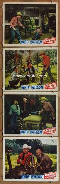 q629 SHADOWS OF THE WEST 4 movie lobby cards '49 Whip Wilson, Clyde