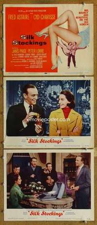 q787 SILK STOCKINGS 3 movie lobby cards '57 Fred Astaire, Cyd Charisse