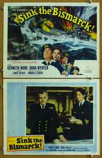 q967 SINK THE BISMARCK 2 movie lobby cards '60 Kenneth More, WWII!