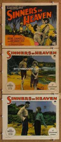 q788 SINNERS IN HEAVEN 3 movie lobby cards '24 Bebe Daniels, Richard Dix