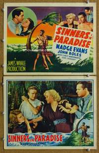 q968 SINNERS IN PARADISE 2 movie lobby cards '38 James Whale, Evans