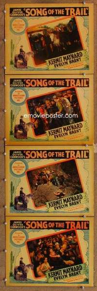 q633 SONG OF THE TRAIL 4 movie lobby cards '36 Kermit Maynard, Curwood