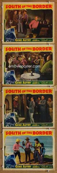 q634 SOUTH OF THE BORDER 4 movie lobby cards '39 Gene Autry, Smiley