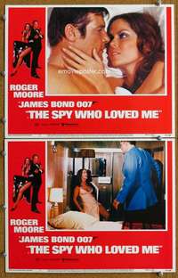 q972 SPY WHO LOVED ME 2 movie lobby cards '77 Moore as James Bond!