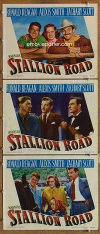 q796 STALLION ROAD 3 movie lobby cards '47 Ronald Reagan, Alexis Smith