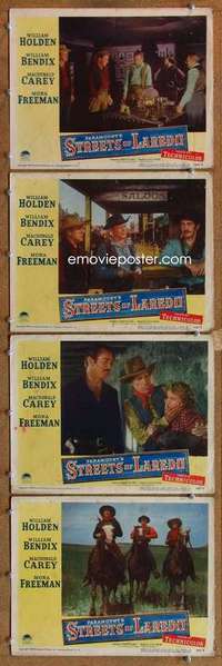 q637 STREETS OF LAREDO 4 movie lobby cards '49 William Holden, Bendix