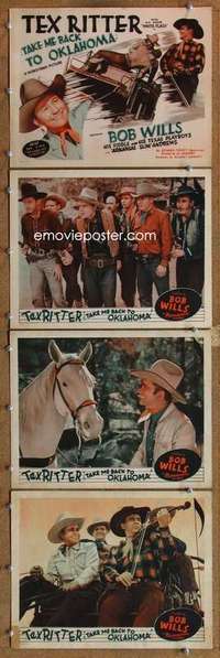 q639 TAKE ME BACK TO OKLAHOMA 4 movie lobby cards '40 Tex Ritter