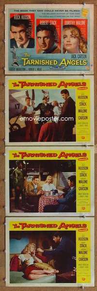 q640 TARNISHED ANGELS 4 movie lobby cards '58 Rock Hudson, Stack, Malone