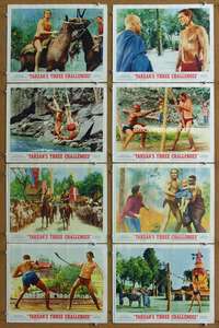 q354 TARZAN'S THREE CHALLENGES 8 movie lobby cards '63 Jock Mahoney