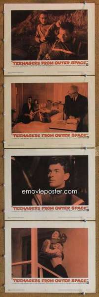 q641 TEENAGERS FROM OUTER SPACE 4 movie lobby cards '59 thrill-crazed!