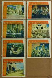 q443 TEN COMMANDMENTS 7 movie lobby cards '56 Heston, Cecil B. DeMille