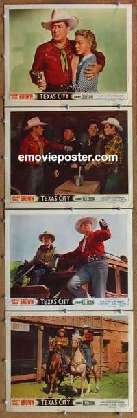 q642 TEXAS CITY 4 movie lobby cards '52 Johnny Mack Brown, Ellison