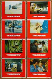 q368 TRACKDOWN 8 movie lobby cards '76 Erik Estrada, Jim Mitchum