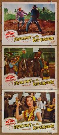q810 TWILIGHT ON THE RIO GRANDE 3 movie lobby cards '47 Gene Autry