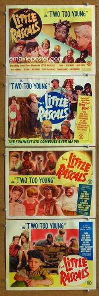 q646 TWO TOO YOUNG 4 movie lobby cards R50 Our Gang, Little Rascals