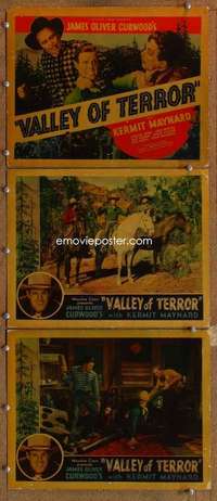 q811 VALLEY OF TERROR 3 movie lobby cards '37 Kermit Maynard, western!