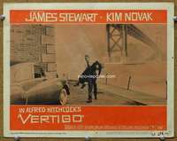 q031 VERTIGO movie lobby card #7 '58 Stewart with Novak by bridge!