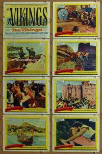 q377 VIKINGS 8 movie lobby cards '58 Kirk Douglas, Tony Curtis, Leigh