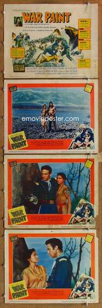 q650 WAR PAINT 4 movie lobby cards '53 Robert Stack, Joan Taylor