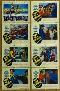 q379 WAY OF A GAUCHO 8 movie lobby cards '52 Gene Tierney, Rory Calhoun