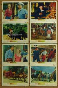 q381 WESTBOUND 8 movie lobby cards '59 Randolph Scott, Virginia Mayo