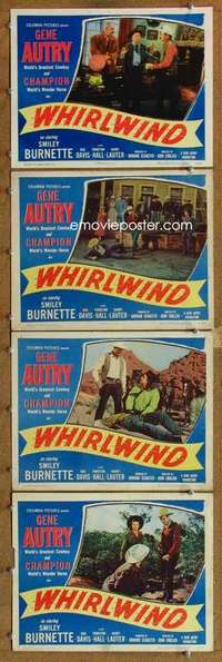 q652 WHIRLWIND 4 movie lobby cards '51 Gene Autry, Smiley Burnette