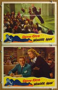 q990 WONDER MAN 2 movie lobby cards '45 Danny Kaye, Virginia Mayo
