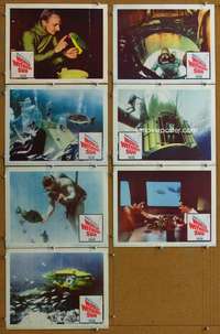 q451 WORLD WITHOUT SUN 7 movie lobby cards '65 Jacques-Yves Cousteau