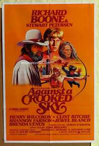 r033 AGAINST A CROOKED SKY one-sheet movie poster '75 Boone, Jarvis art!