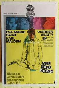 r051 ALL FALL DOWN one-sheet movie poster '62 Warren Beatty, Eva Marie Saint