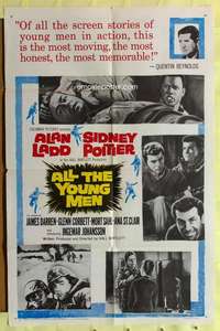 r058 ALL THE YOUNG MEN one-sheet movie poster '60 Alan Ladd, Poitier