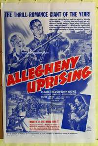 r059 ALLEGHENY UPRISING military one-sheet movie poster R60s John Wayne, Trevor