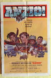 r078 ANZIO one-sheet movie poster '68 Robert Mitchum, Peter Falk, WWII