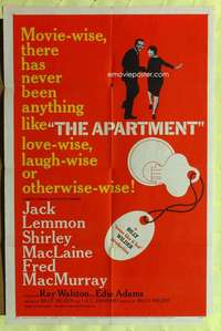 r081 APARTMENT one-sheet movie poster '60 Billy Wilder, Lemmon, MacLaine