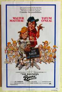r102 BAD NEWS BEARS one-sheet movie poster '76 Matthau, Jack Davis art!