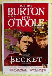 r131 BECKET red one-sheet movie poster '64 Richard Burton, Peter O'Toole