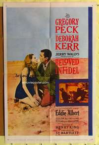 r142 BELOVED INFIDEL one-sheet movie poster '59 Greg Peck, Deborah Kerr