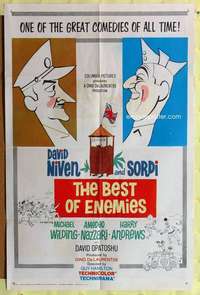 r146 BEST OF ENEMIES one-sheet movie poster '62 David Niven, World War II