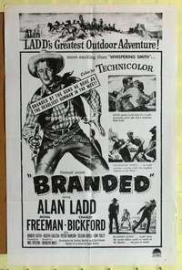 r163 BRANDED one-sheet movie poster R50s deadliest gunman Alan Ladd!