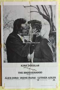 r171 BROTHERHOOD one-sheet movie poster '68 Kirk Douglas gives death kiss!