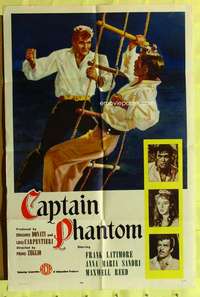 r181 CAPTAIN PHANTOM one-sheet movie poster '60 Primo Zeglio, Italian!